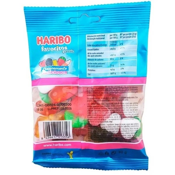 Favoritos Classic de Haribo. Caja de 18 ud x 90 gr. de
