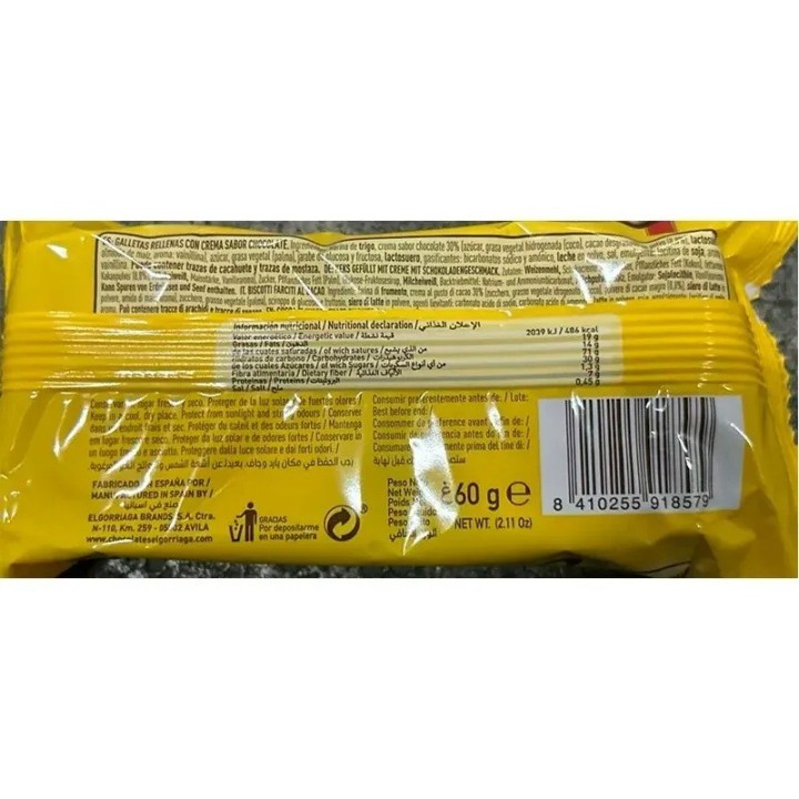Caja Galletas Chocolate ELGORRIAGA, 18 ud. de 60 gr