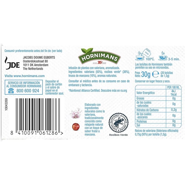 Infusión Valeriana con Rooibos Verde Hornimans · Pack – P...