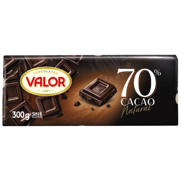 Chocolate Valor 70% Cacao Sin Azúcarcar Tableta Impulso