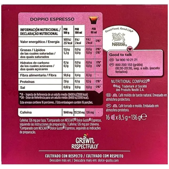 Doppio Espresso 6 cajas de 16 Dolce Gusto®