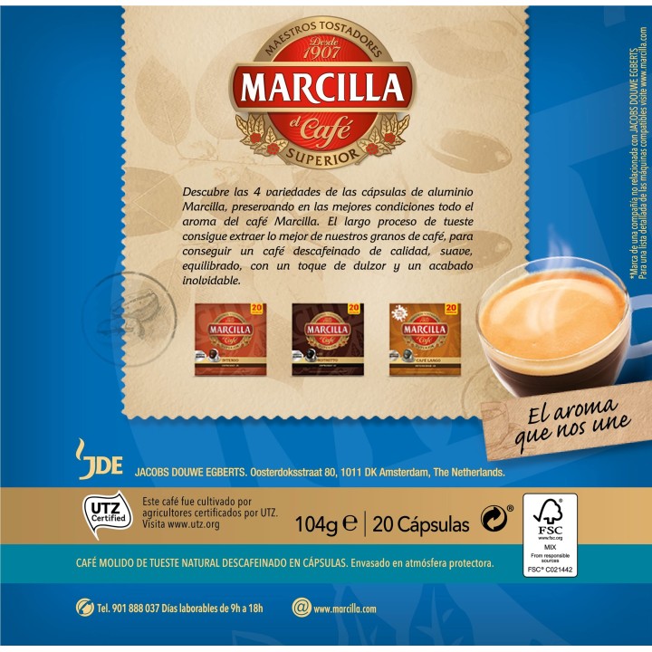 Descafeinado Marcilla 20 cápsulas Nespresso®
