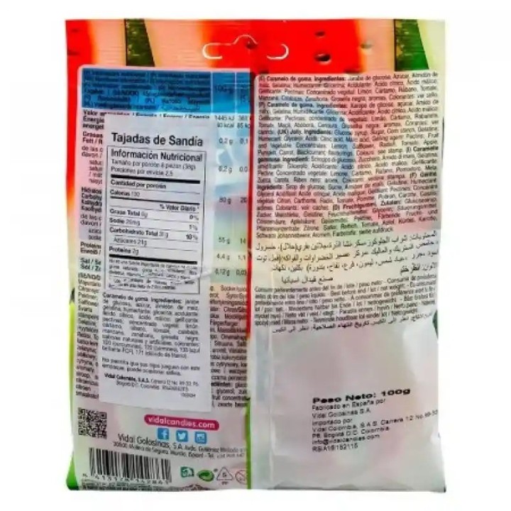 Tajadas Sandia Vidal 90 gramos caja 14 unidades