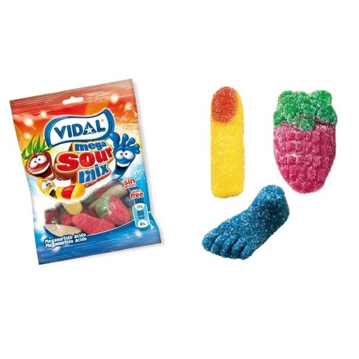 Mega sour Mix Vidal 90 gramos caja 14 unidades
