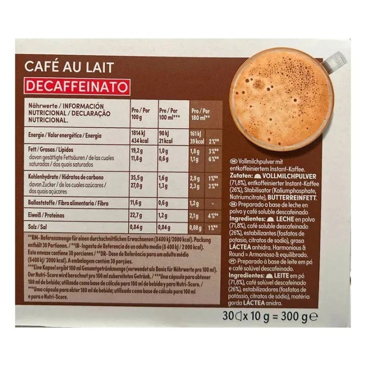 Café con Leche Descafeinado Nescafé Dolce Gusto 90 Cápsulas