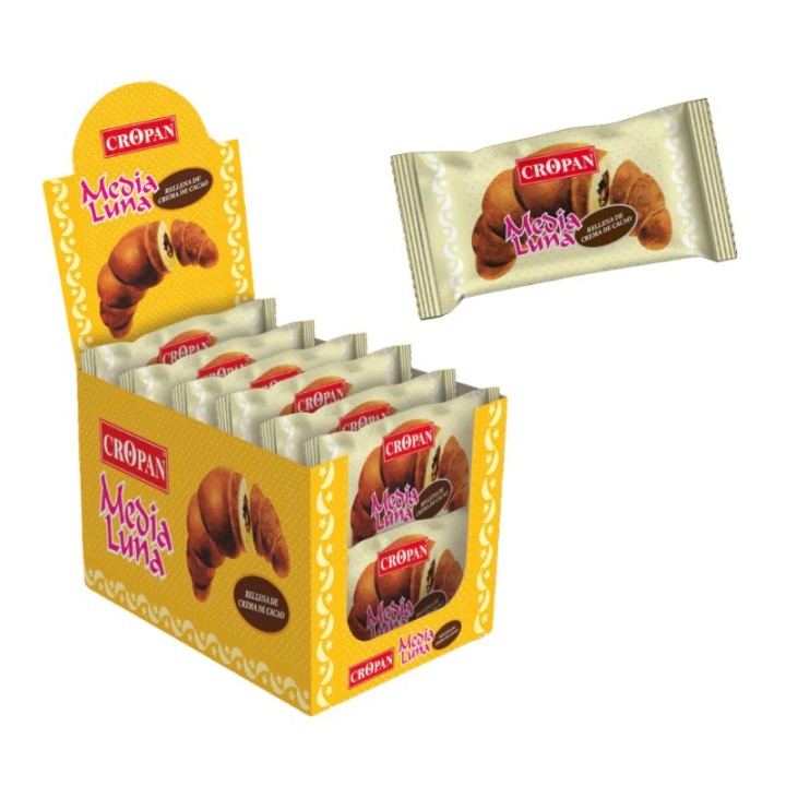 Media Luna Cropan rellena de crema de cacao, caja de 12