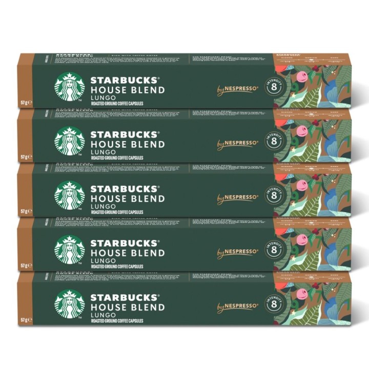 House Blend de Nespresso Starbucks, 10 Cápsulas · Pack 5 tubos
