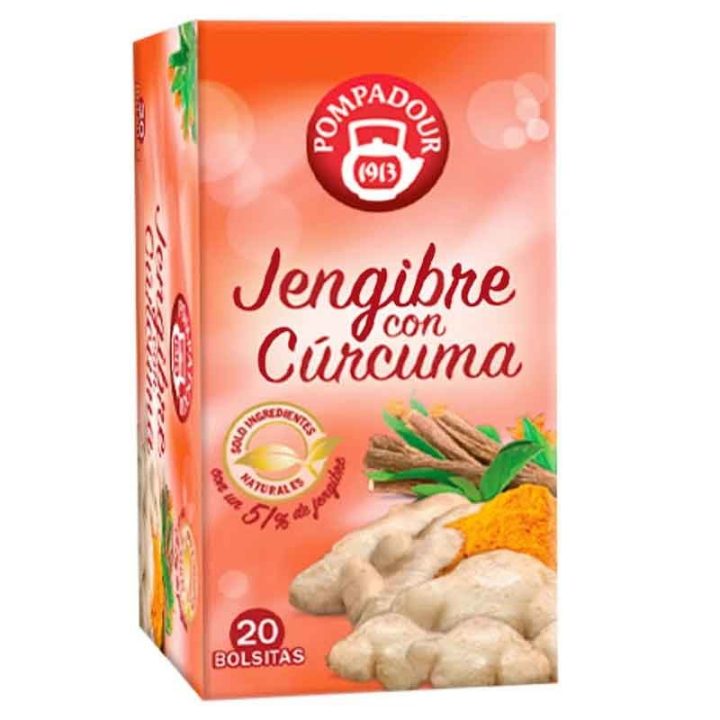 Jengibre con Cúrcuma, 20 infusiones de Pompadour