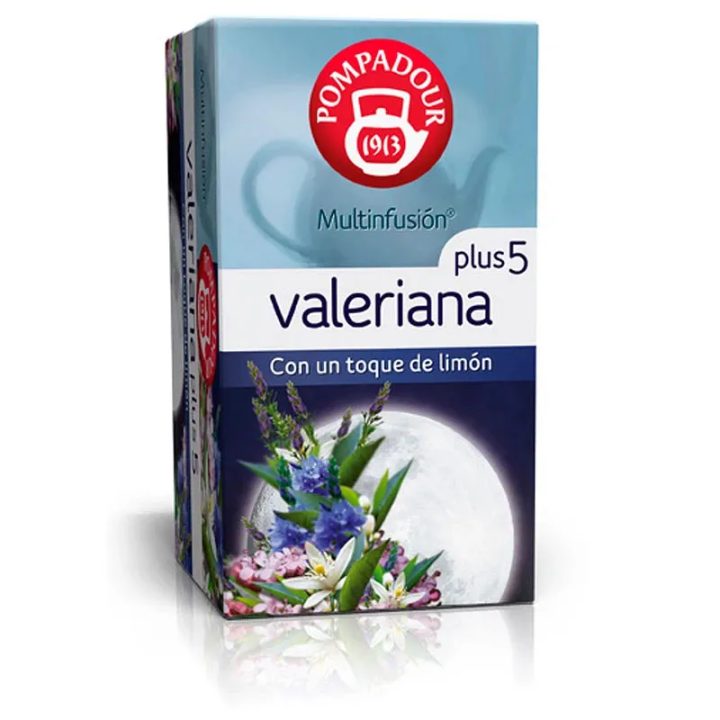 Valeriana Plus 5 de Pompadour, con sabor a limón 20 bolsistas