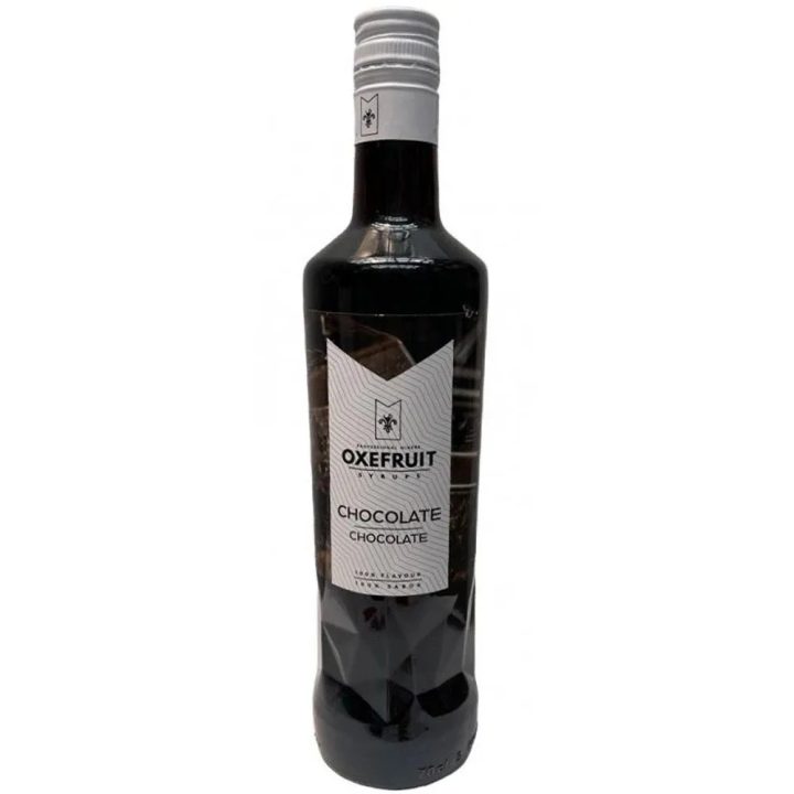 Sirope de Chocolate Negro Oxefruit 70 cl para cócteles y personalizar bebidas, Sin gluten, sin lactosa vegano