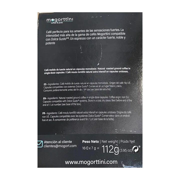 Extra Intenso Mogorttini 16 cápsulas compatibles Dolce Gusto