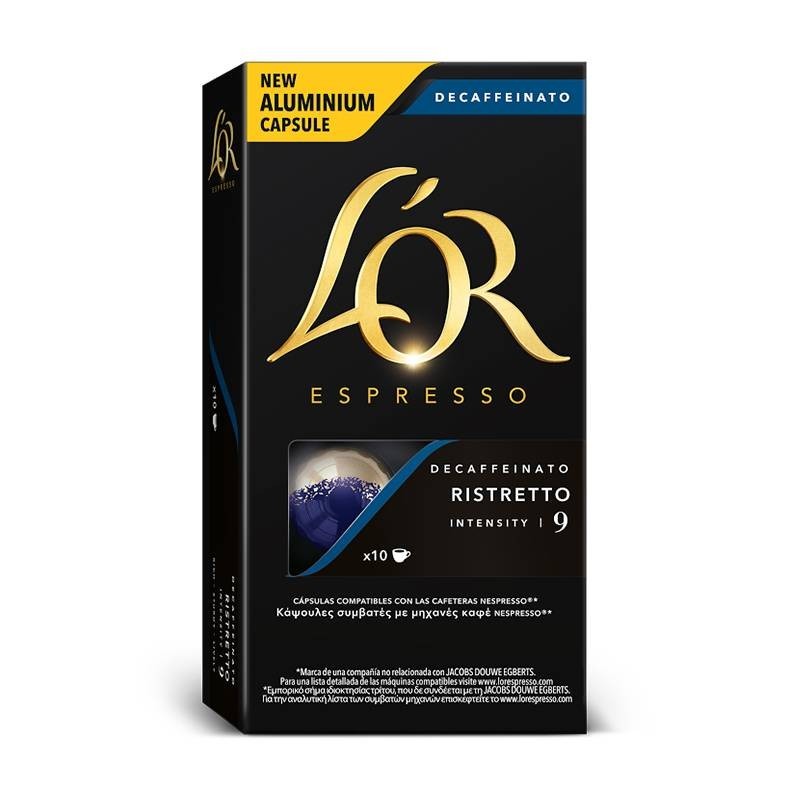 RISTRETTO DESCAFEINADO L'OR, 10 capsulas aluminio compatibles NESPRESSO RISTRETTO DESCAFEINADO L'OR, 10 capsulas aluminio compatibles NESPRESSO