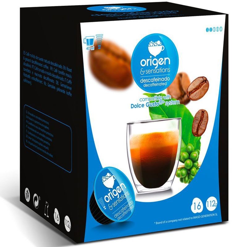 DESCAFEINADO, 16 cápsulas ORIGEN Sensations compatibles Dolce Gusto DESCAFEINADO, 16 cápsulas ORIGEN Sensations compatibles Dolce Gusto