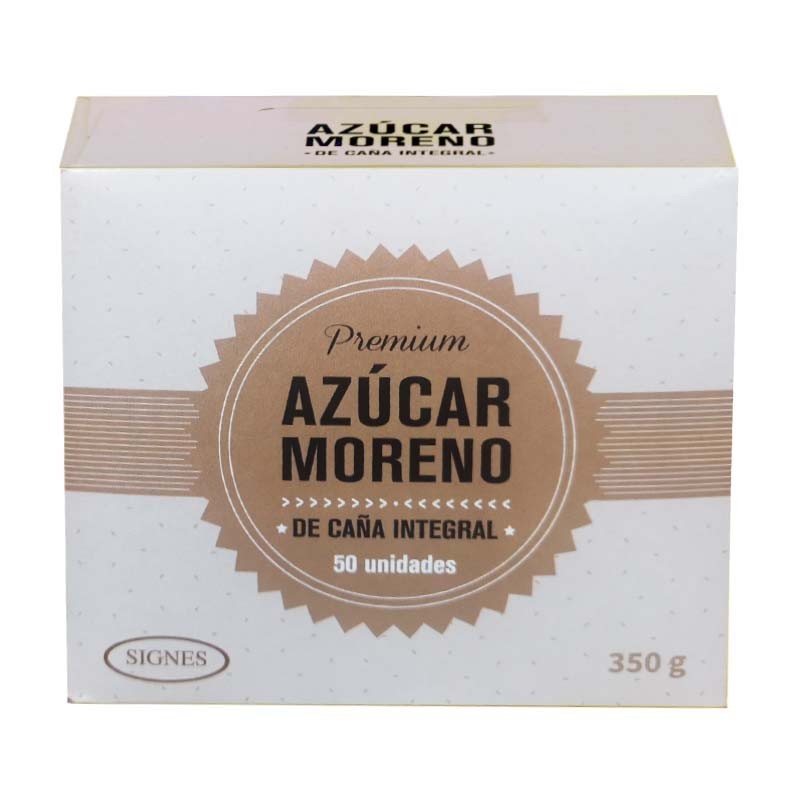 Azúcar Moreno de caña integral, 50 sobres monodosis.