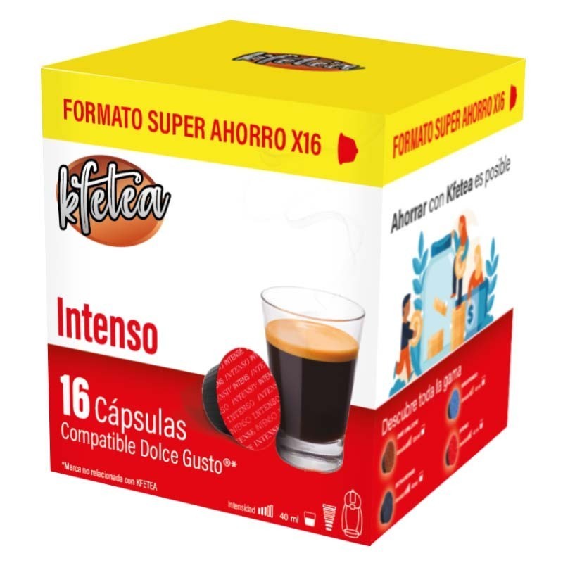 Intenso Kfetea 16 cápsulas, Formato Super Ahorro compatible Dolce gusto Intenso Kfetea 16 cápsulas, Formato Super Ahorro compatible Dolce gusto