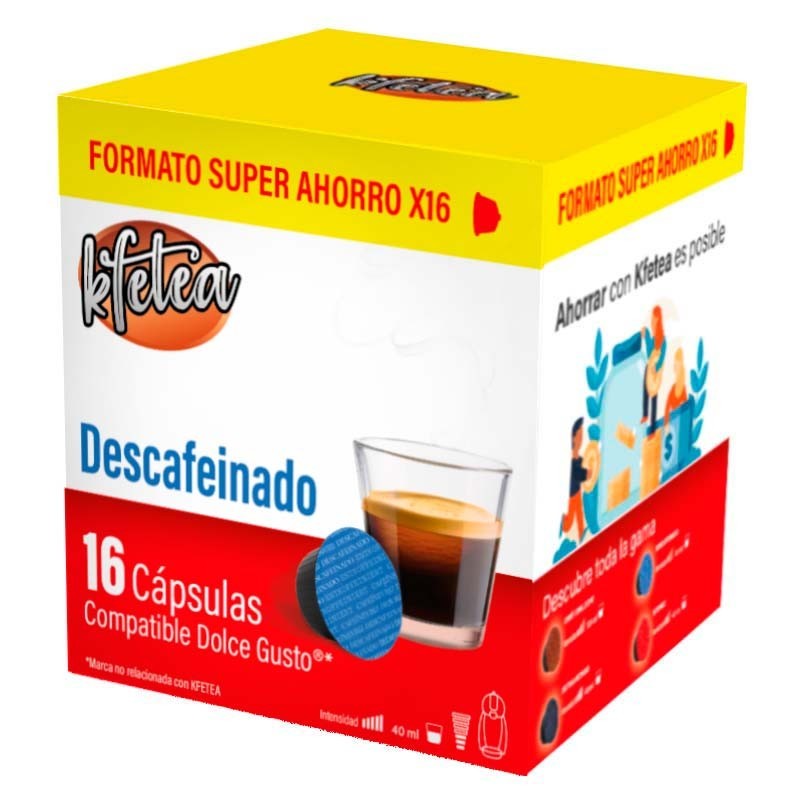Intenso Descafeinado Kfetea 16 cápsulas compatibles con Dolce gusto Intenso Descafeinado Kfetea 16 cápsulas compatibles con Dolce gusto