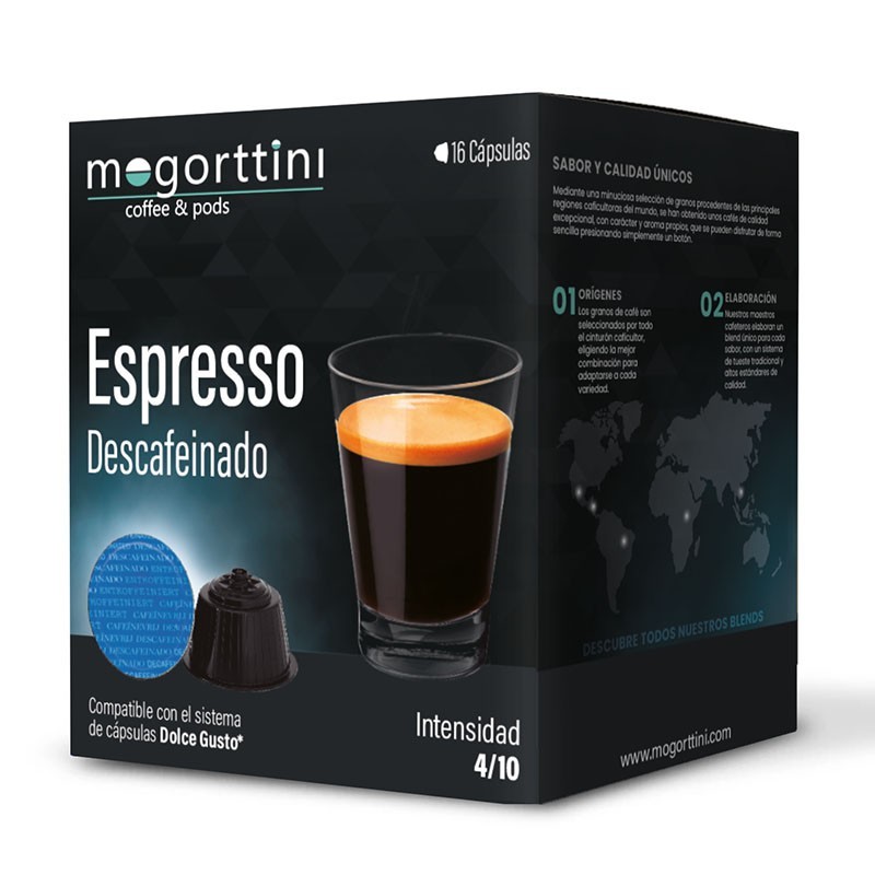 Espresso Descafeinado 16 cápsulas Mogorttini compatible Dolce Gusto Espresso Descafeinado 16 cápsulas Mogorttini compatible Dolce Gusto