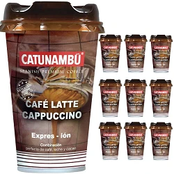 10 Café Latte Cappuccino Catunambú. Para llevar. Professional Spanish Premium Coffe 220ml.