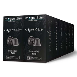 Espresso 12 cajas Mogorttini de 20 cápsulas aluminio . Compatibles con Nespresso.