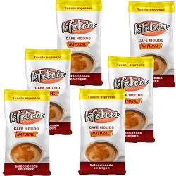 6 paquetes de  Kfetea Natural café molido Intenso  de 250 Gramos