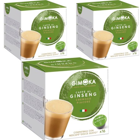 3 cajas de Café al Ginseng Gimoka , Dolce Gusto compatibles 16 cápsulas