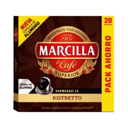 3 cajas de Ristretto Marcilla, 20 cápsulas de aluminio compatibles con Nespresso 2