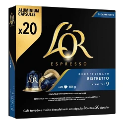 Ristretto Descafeinado L'OR 20 cápsulas compatibles Nespresso