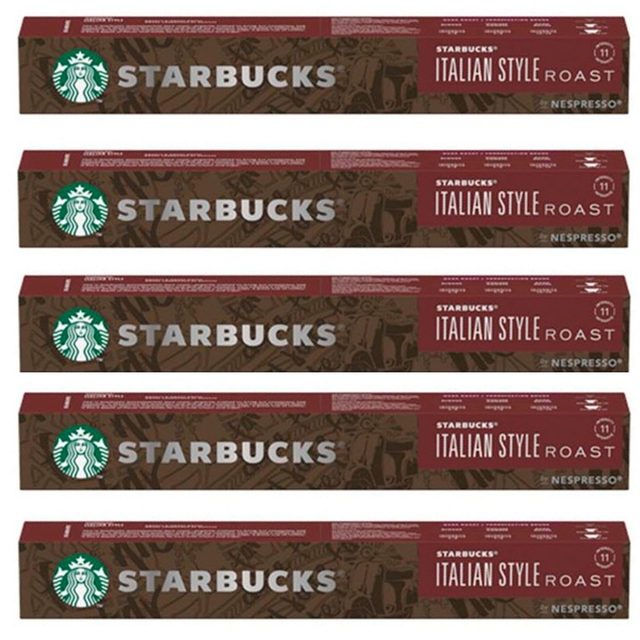 5 tubos Italian Style Roast de Starbucks, 10 cápsulas de Nespresso