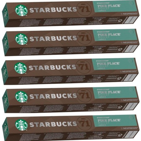 5 tubos de Pike Place Roast Lungo 10 cápsulas Nespresso Starbucks