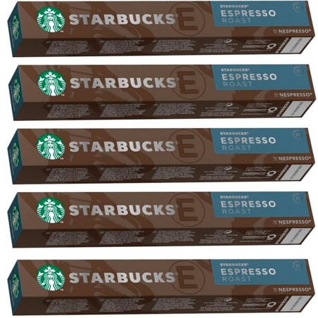 5 tubos Dark Espresso Roast 10 cápsulas Nespresso Starbucks