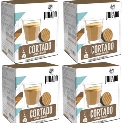 4 cajas Cortado Espresso 16 Cápsulas café Jurado Compatibles Dolce Gusto