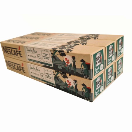 6 tubos South Asia Espresso Nescafé 10 cápsulas Nespresso de aluminio