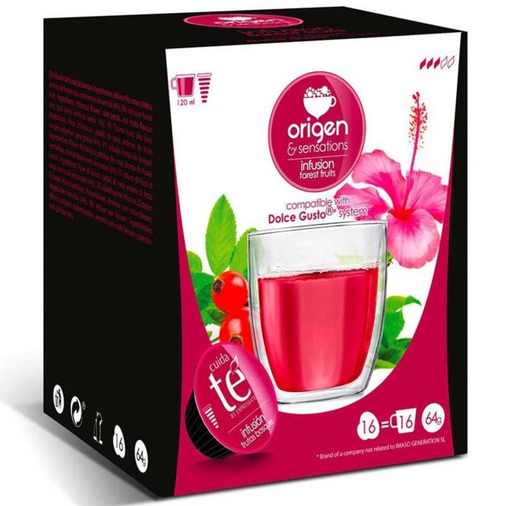 4 cajas deTé frutas del Bosque 16 cápsulas Origen & Sensations, compatibles Dolce Gusto 8435336216092
