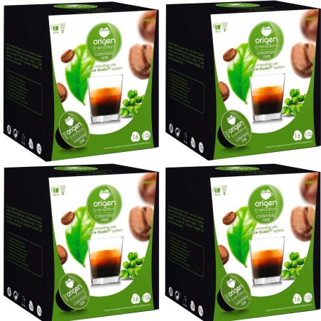 4 cajas de Colombia 100%, 16 cápsulas Origen&Sensations compatibles Dolce Gusto 8435336216146