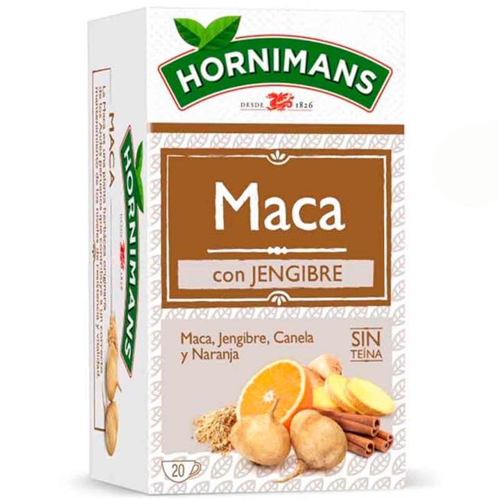 5 cajas de  Infusión de Maca con Jengibre, canela y naranja. 20 bolsitas Hornimans 8711000461556