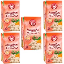 5 cajas de Jengibre con Cúrcuma, 20 infusiones de Pompadour 8412900706531