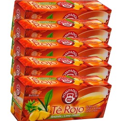 5 cajas de Té rojo Ananás y lima Pompadour, 25 bolsitas 8412900100131