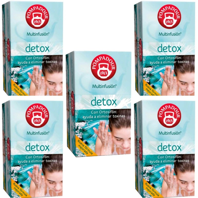 5 cajas de Detox Multinfusión con Ortosifón, 20 infusiones Pompadour 8412900401177