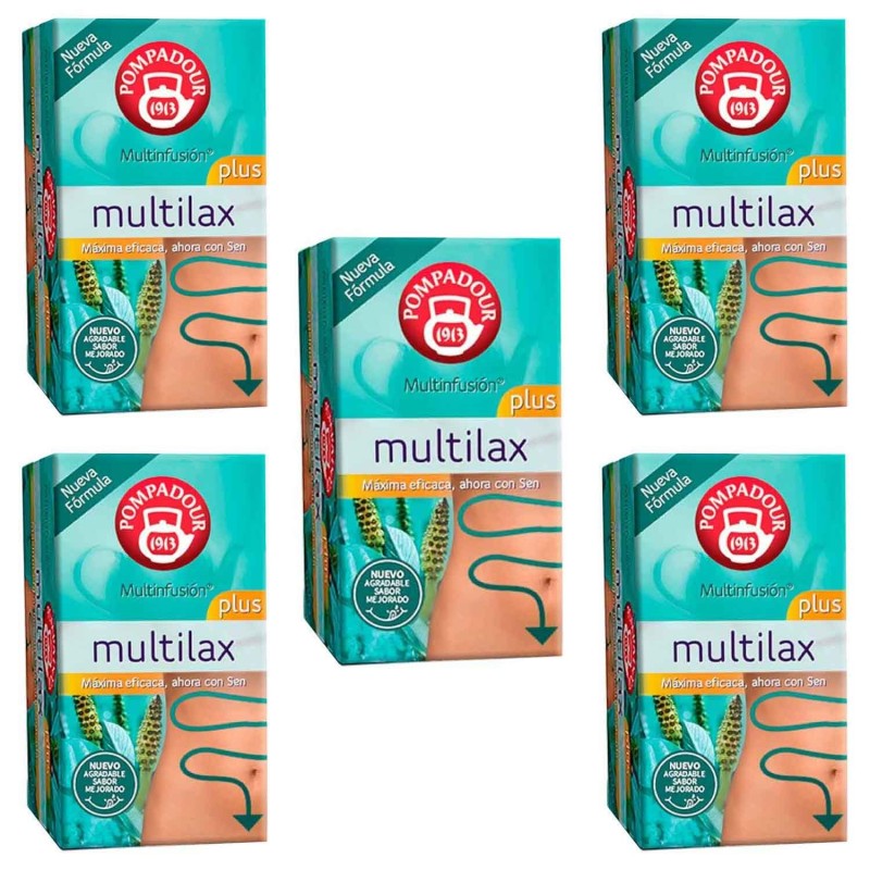 5 cajas de Multilax Plus Pompadour 20 infusiones efecto laxante 8412900400385