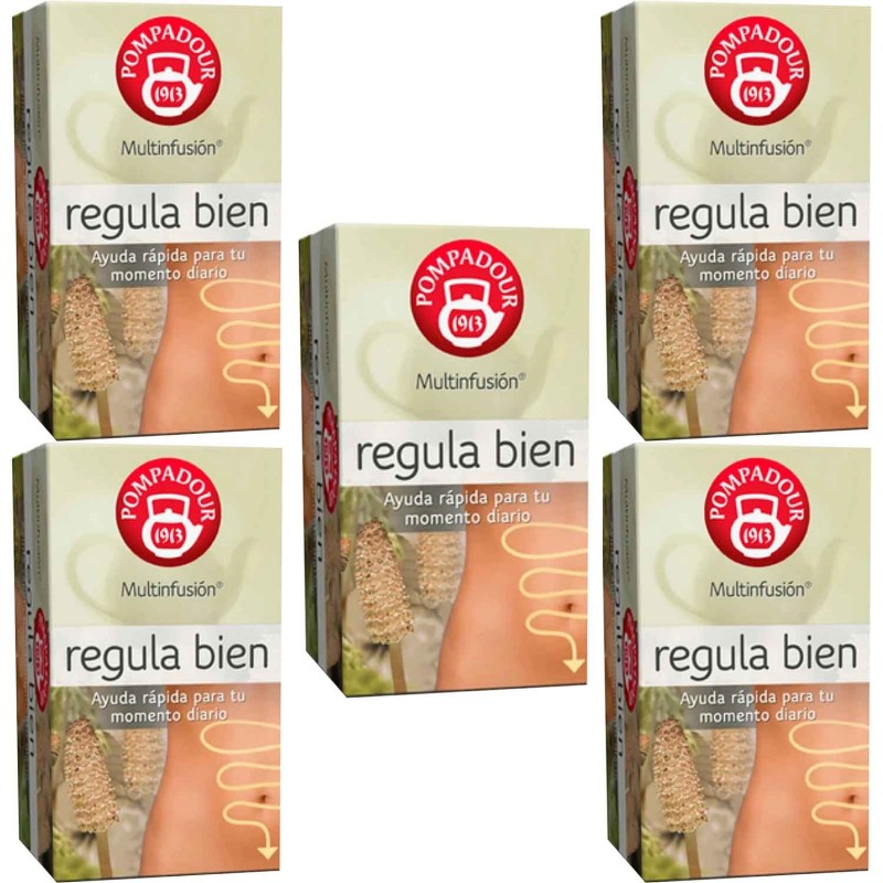 5 cajas de  Regula Bien Pompadour 20 infusiones 8412900401047