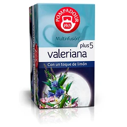 Valeriana Plus 5 de Pompadour, con sabor a limón 20 bolsitas 8412900401085