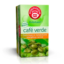 Infusión de café Verde Pompadour 20 bolsitas, contribuye al metabolismo normal 8412900708207