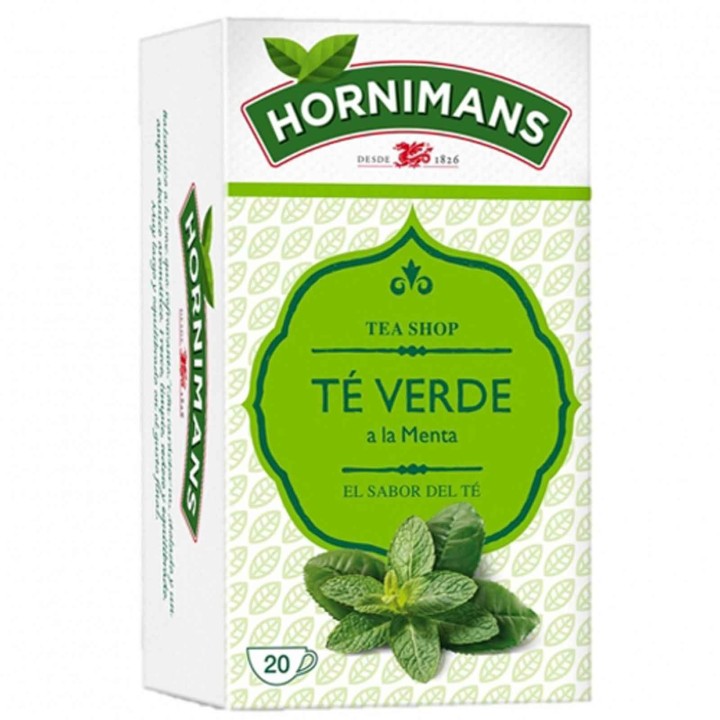 5 cajas de  Té verde a la menta, Hornimans 20 infusiones. 8410091025011