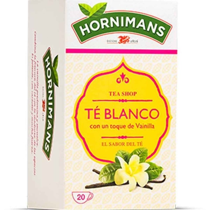 5 cajas de Hornimans Té Blanco con un Toque de Vainilla, 20 bolsitas. 8410091024977