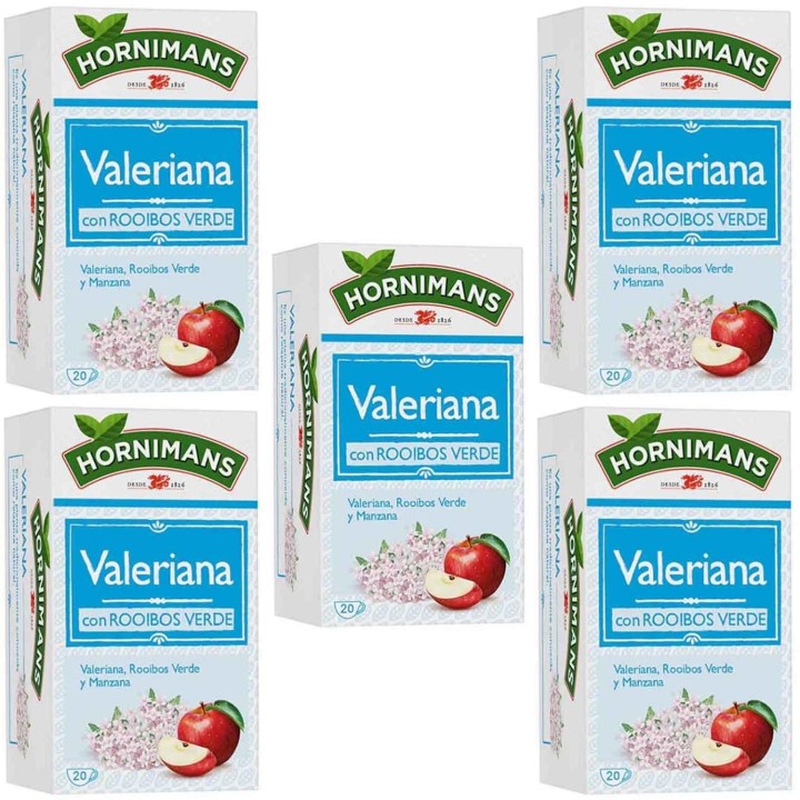 5 cajas de Valeriana con Rooibos Verde Hornimans 20 infusiones 8410091061286